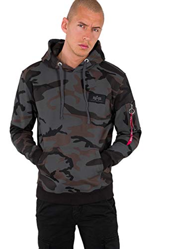 ALPHA INDUSTRIES Herren Back Print Hoody Kapuzensweat Kapuzenpullover, Black Camo, 3XL von ALPHA INDUSTRIES