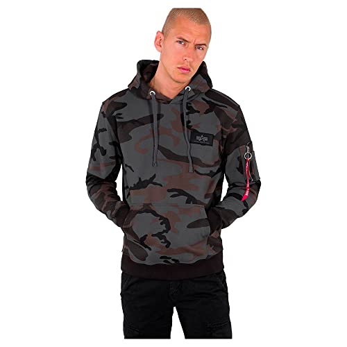 ALPHA INDUSTRIES Herren Back Print Hoody Kapuzensweat Kapuzenpullover, Black Camo, XXL von ALPHA INDUSTRIES