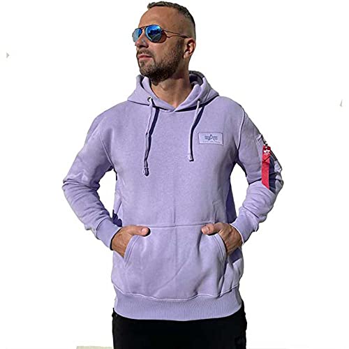 ALPHA INDUSTRIES Herren Back Print Hoody Kapuzensweat Kapuzenpullover, Pale Violet, XL von ALPHA INDUSTRIES