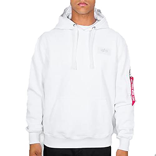 ALPHA INDUSTRIES Herren Back Print Hoody Kapuzensweat Kapuzenpullover, White, Standard von ALPHA INDUSTRIES