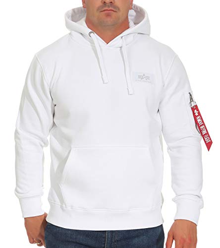 ALPHA INDUSTRIES Herren Back Print Hoody Kapuzensweat Kapuzenpullover, White, Standard von ALPHA INDUSTRIES