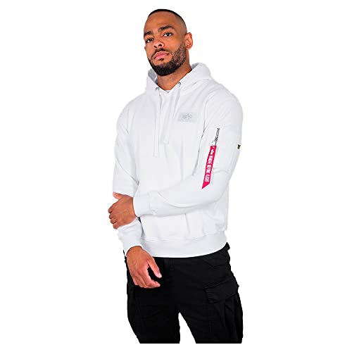 ALPHA INDUSTRIES Herren Back Print Hoody Kapuzensweat Kapuzenpullover, White, XS von ALPHA INDUSTRIES