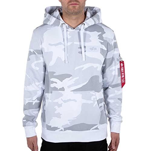 ALPHA INDUSTRIES Herren Back Print Hoody Kapuzensweat Kapuzenpullover, White Camo, XL von ALPHA INDUSTRIES