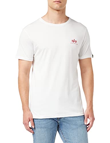 Alpha Industries Herren Backprint T-Shirt, White/Red, L von ALPHA INDUSTRIES