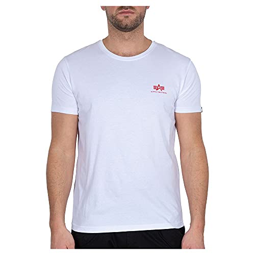 Alpha Industries Herren Backprint T-Shirt, White/Red, XXL von ALPHA INDUSTRIES