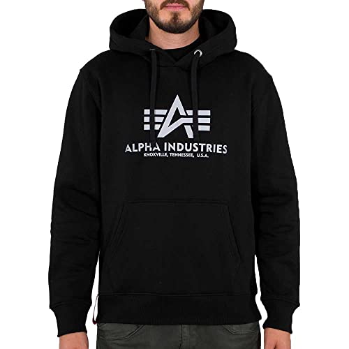 ALPHA INDUSTRIES Herren Basic Hoody Reflective Print Kapuzensweat Kapuzenpullover, Black, S von ALPHA INDUSTRIES