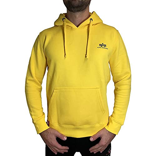 ALPHA INDUSTRIES Herren Basic Hoody Small Logo Kapuzenpullover, Empire Yellow, M von ALPHA INDUSTRIES