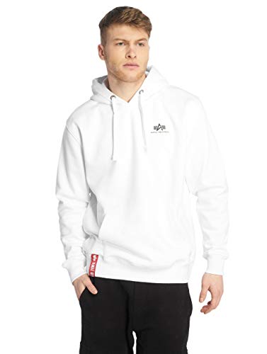 ALPHA INDUSTRIES Herren Basic Hoody Small Logo Kapuzenpullover, White, S von ALPHA INDUSTRIES