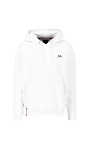 Alpha Industries Herren Basic Hoody Small Logo Kapuzenpullover, White, S von Alpha Industries