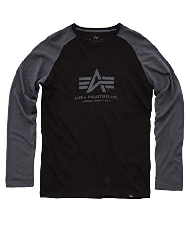 ALPHA INDUSTRIES Herren Basic LS Longsleeve T-Shirt, Black/Greyblack, XS ALPHA INDUSTRIES Herren Basic LS Longsleeve T-Shirt, Black/Greyblack, XS von ALPHA INDUSTRIES