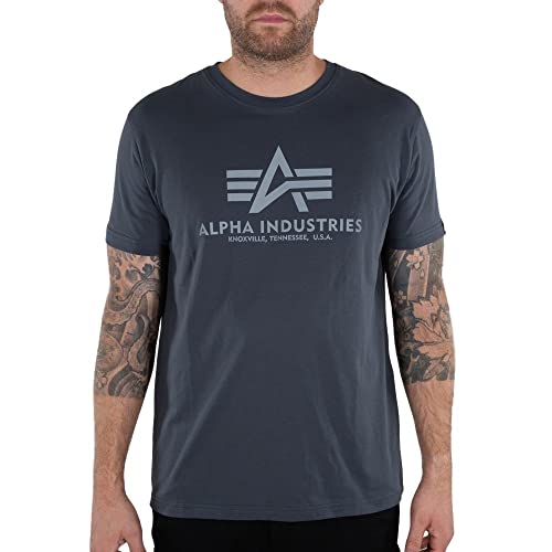 ALPHA INDUSTRIES Herren Basic Reflective Print T-Shirt, 613-grau schwarz/Refl, 56 von ALPHA INDUSTRIES