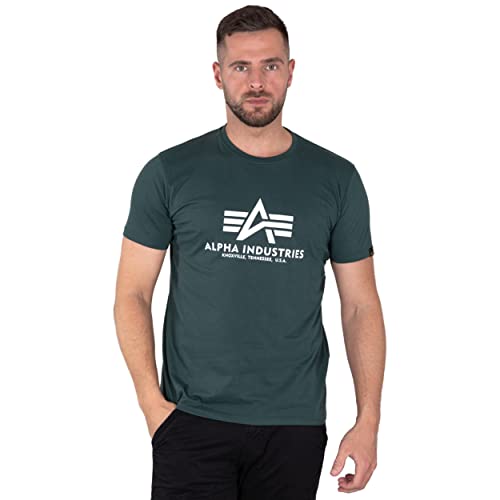 Alpha Industries Herren Basic T-Shirt, Navy Green, L von ALPHA INDUSTRIES