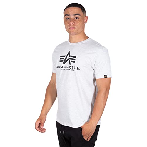 Alpha Industries Herren Basic T-Shirt, White Melange, S von ALPHA INDUSTRIES