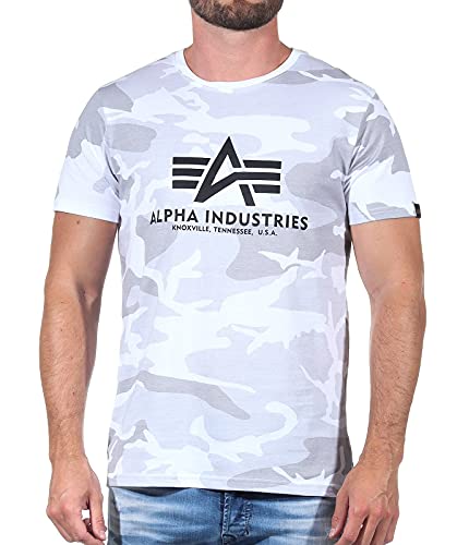 Alpha Industries Herren Basic T-Shirt, White Camo, XL von ALPHA INDUSTRIES