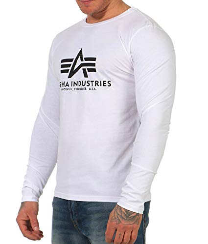 ALPHA INDUSTRIES Herren Basic T-LS Longsleeve T-Shirt, White, M von ALPHA INDUSTRIES