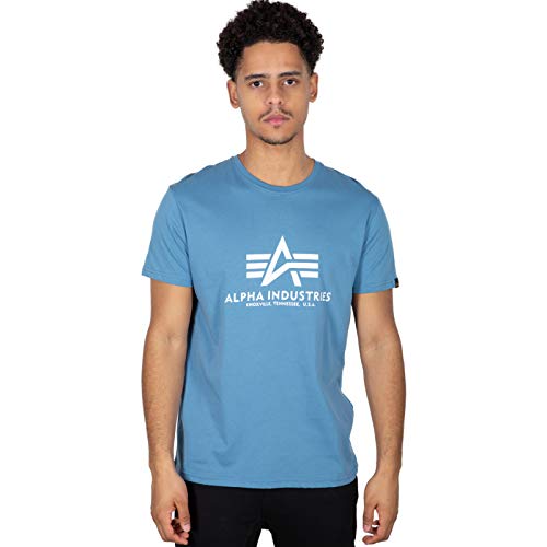Alpha Industries Herren Basic T-Shirt, Blickdicht, Airforce Blue, S von Alpha Industries