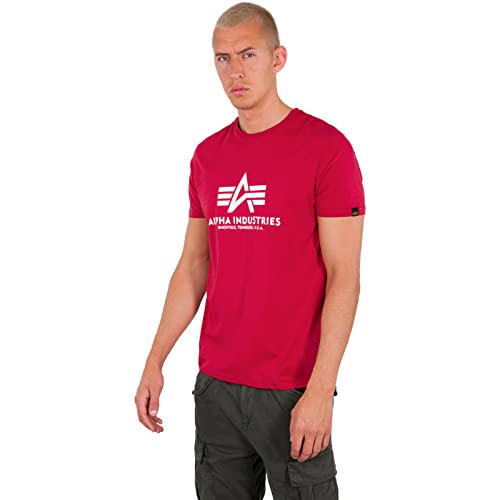 ALPHA INDUSTRIES Herren Basic T-Shirt Hemd, 451-speed red/White, von ALPHA INDUSTRIES