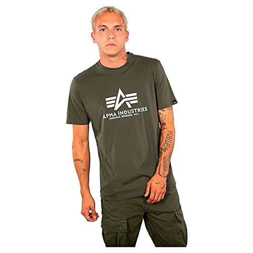 Alpha Industries Herren Basic T-Shirt, Dunkelolivgrün, M von ALPHA INDUSTRIES