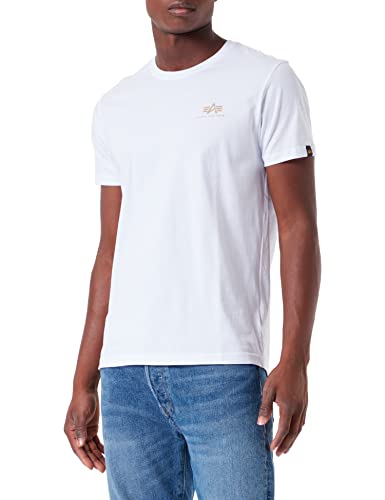 Alpha Industries Herren Basic T Small Logo Foil Print T-Shirt, White/Yellow Gold, M von ALPHA INDUSTRIES