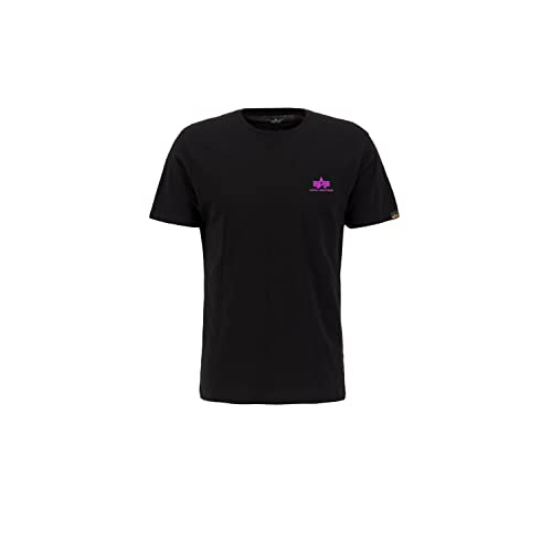 Alpha Industries Basic T Small Logo T-Shirt für Herren Black/Magenta von ALPHA INDUSTRIES