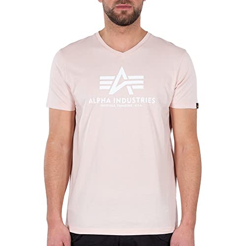 Alpha Industries Herren Basic V-Neck T-Shirt, Pale Peach, L von ALPHA INDUSTRIES