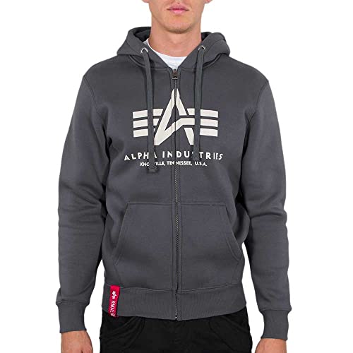Alpha Industries Herren Basic Zip Hoodie Kapuzenpullover, Greyblack, 3XL von ALPHA INDUSTRIES