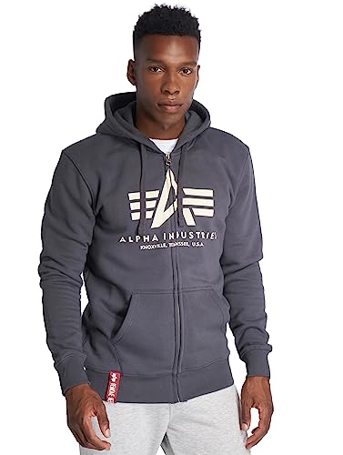 Alpha Industries Herren Basic Zip Hoodie Kapuzenpullover, Greyblack, XXL von ALPHA INDUSTRIES