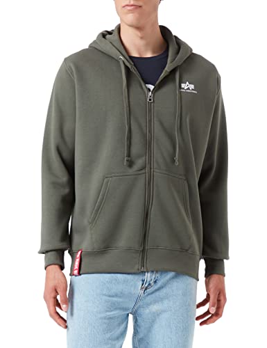 Alpha Industries Herren Basic Zip SL Hoodie Kapuzenpullover, Dark Olive, 5XL von ALPHA INDUSTRIES