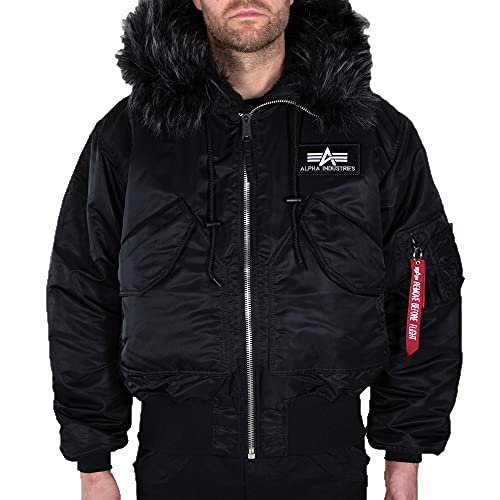 Alpha Industries Herren 45P Hooded Custom Bomberjacke, Black/Black, 3XL von ALPHA INDUSTRIES