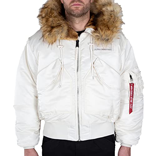 Alpha Industries Herren 45P Hooded Custom Bomberjacke, Jet Stream White, S von ALPHA INDUSTRIES