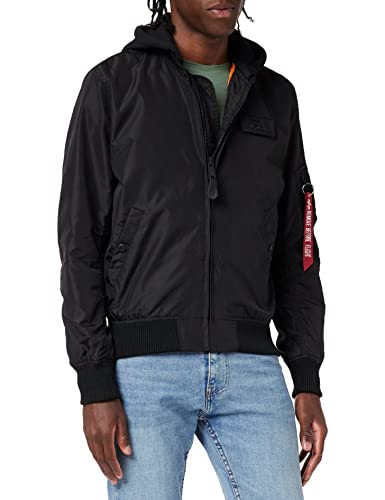 Alpha Industries Herren MA-1 TT Hood Bomberjacke, Black/Black, M von ALPHA INDUSTRIES