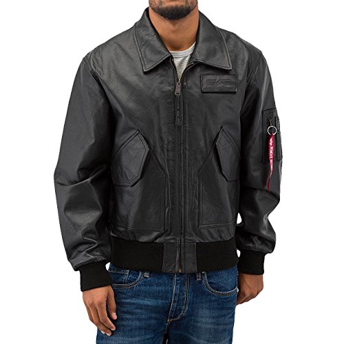 Alpha Industries Herren CWU Leather Lederjacke Jacke, Schwarz (Black 03), Large von ALPHA INDUSTRIES