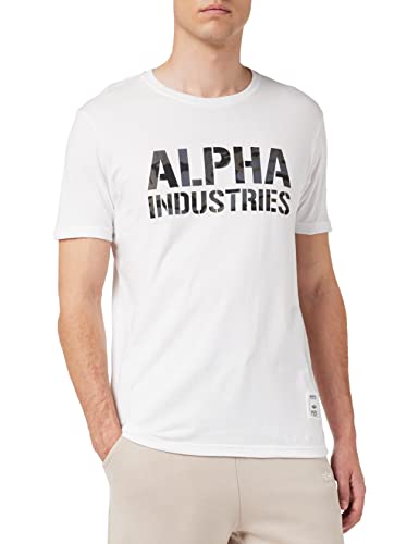 Alpha Industries Herren Camo Print T T-Shirt, Weiß (White-09), L von ALPHA INDUSTRIES