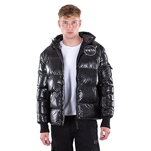 ALPHA INDUSTRIES Herren Hooded Puffer FD Rev Bomberjacke, Black/Black, Standard von ALPHA INDUSTRIES