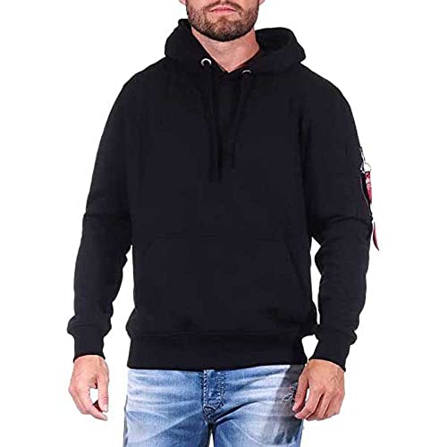 ALPHA INDUSTRIES Herren AI BP Hoody Kapuzenpullover, Black, M von ALPHA INDUSTRIES