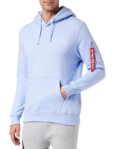 Alpha Industries Herren Back Print Hoodie Kapuzenpullover, Light Blue, L von ALPHA INDUSTRIES