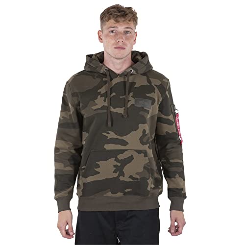 ALPHA INDUSTRIES Herren Back Print Hoody Kapuzensweat Kapuzenpullover, Olive Camo, L von ALPHA INDUSTRIES