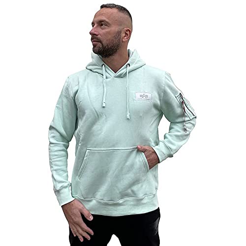 Alpha Industries Herren Back Print Hoodie Kapuzenpullover, Mint, S von Alpha Industries