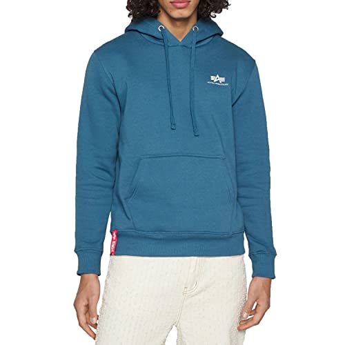 Alpha Industries Basic Hoody Small Logo Kapuzensweat für Herren Vintage Marine von ALPHA INDUSTRIES