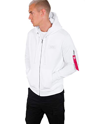 Alpha Industries Herren Back Print Zip Hoodie Kapuzenpullover, White, M von ALPHA INDUSTRIES