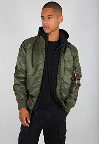 ALPHA INDUSTRIES Herren MA-1 D-Tec Bomberjacke, DarkGreen/Black, M von ALPHA INDUSTRIES