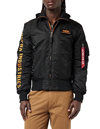 Alpha Industries Herren MA-1 D-Tec SE Bomberjacke, Black/Orange, M von ALPHA INDUSTRIES