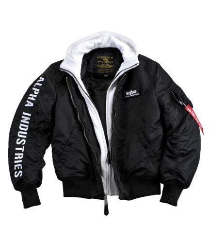 Alpha Industries Herren MA-1 D-Tec SE Bomberjacke, Black/White, L von ALPHA INDUSTRIES