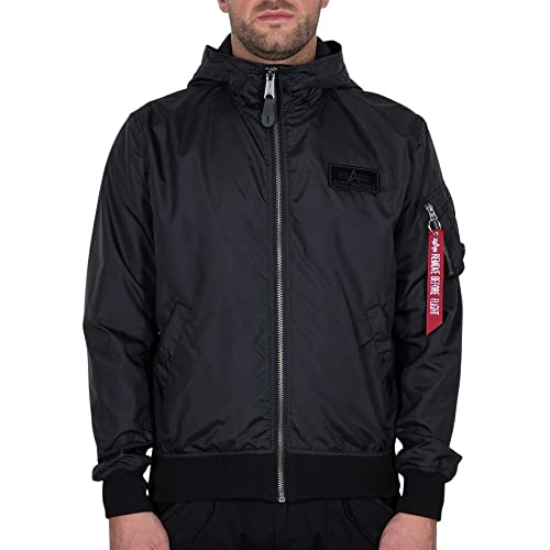 ALPHA INDUSTRIES Herren MA-1 LW Hooded Bomberjacke, Black, M von ALPHA INDUSTRIES