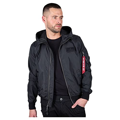 ALPHA INDUSTRIES Herren MA-1 LW Hooded Bomberjacke, Black, Small von ALPHA INDUSTRIES