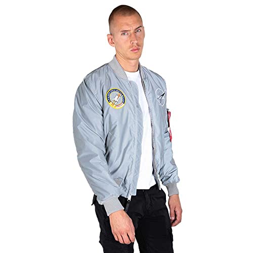 ALPHA INDUSTRIES Herren MA-1 NASA Bomberjacke, Silver/Reflective, M von ALPHA INDUSTRIES