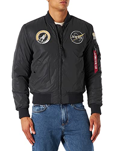 ALPHA INDUSTRIES Herren MA-1 NASA Reflective Bomberjacke, Black, M von ALPHA INDUSTRIES