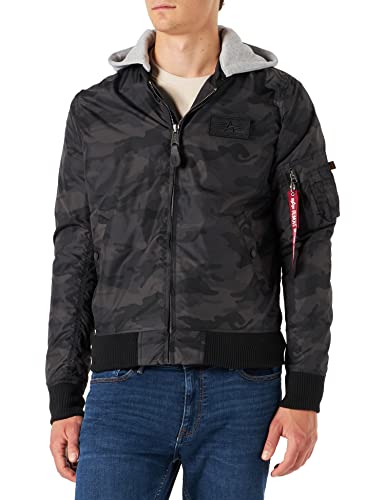 Alpha Industries Herren MA-1 TT Hood Bomberjacke, Black Camo, L von ALPHA INDUSTRIES