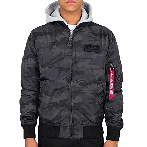 Alpha Industries Herren MA-1 TT Hood Bomberjacke, Black Camo, XL von Alpha Industries