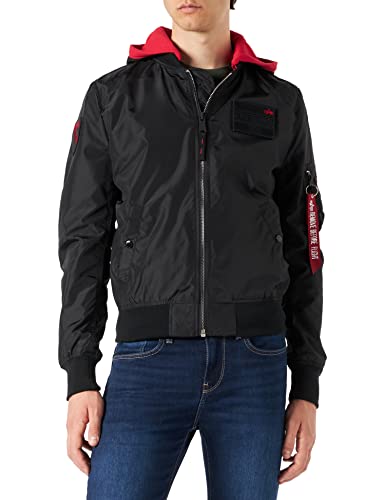 ALPHA INDUSTRIES Herren MA-1 TT Hood Custom Bomberjacke, Black, XL von ALPHA INDUSTRIES